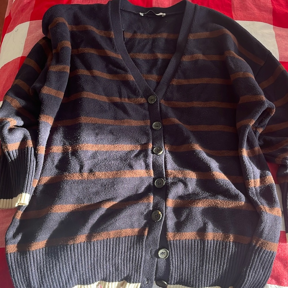 Zara Navy and Brown Cardigan